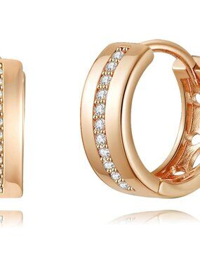 Women's Single Row Diamond Cubic Zirconia Elegant Three Diamon Huggie Earring